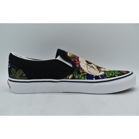 Vans Womens Size 10 Black White Fruit Skull Classic Slip On Sneakers Shoes - Picture 7 of 13